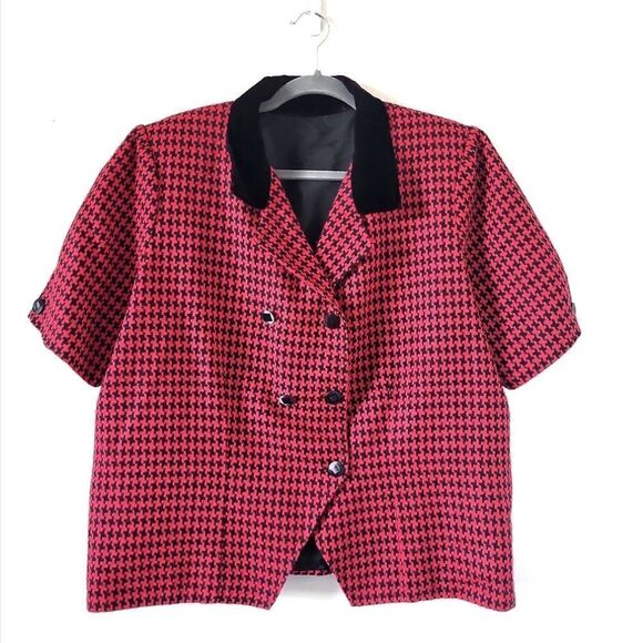 Vintage Red Houndstooth Short Sleeve Blazer - Picture 1 of 4
